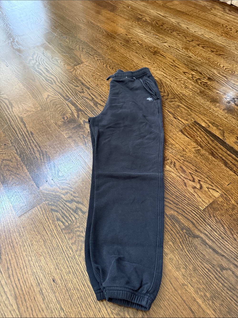 abercrombie kids Black Fleece Joggers with Drawstring Waist
